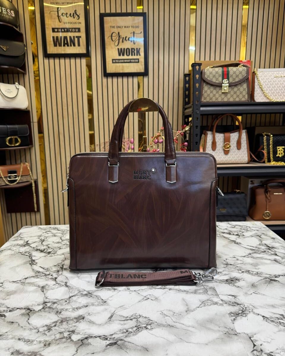 Mont blanc laptop bag with a signature canvas pattern (Brown)