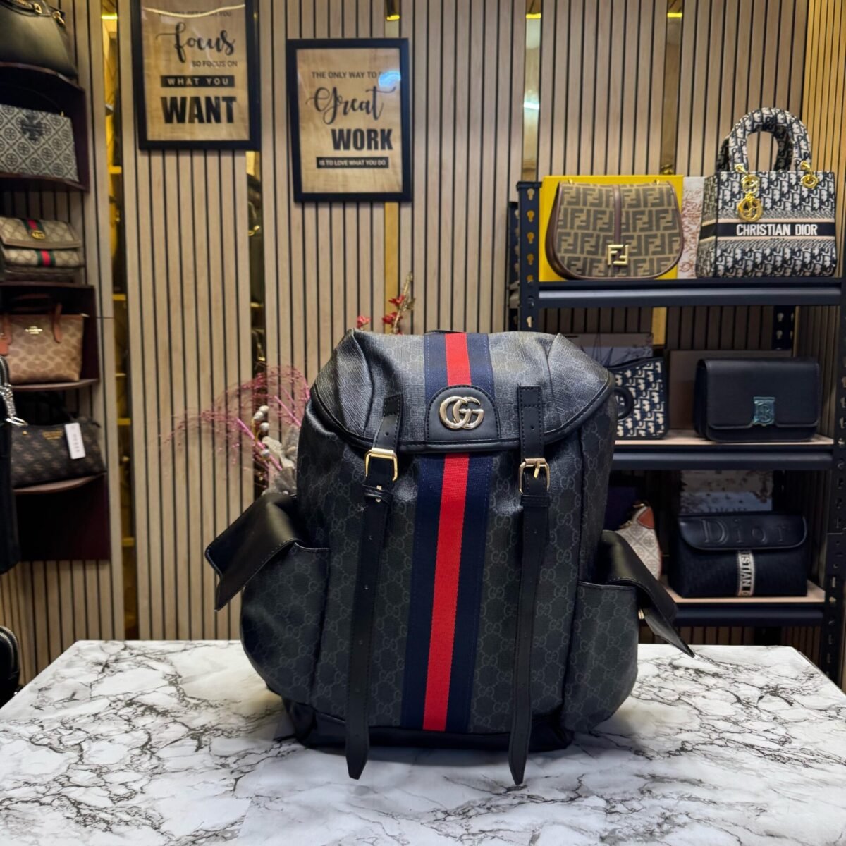 GUCCI GG BAGPACK WITH ORIGINAL DUST BAG AND CARRY BAG