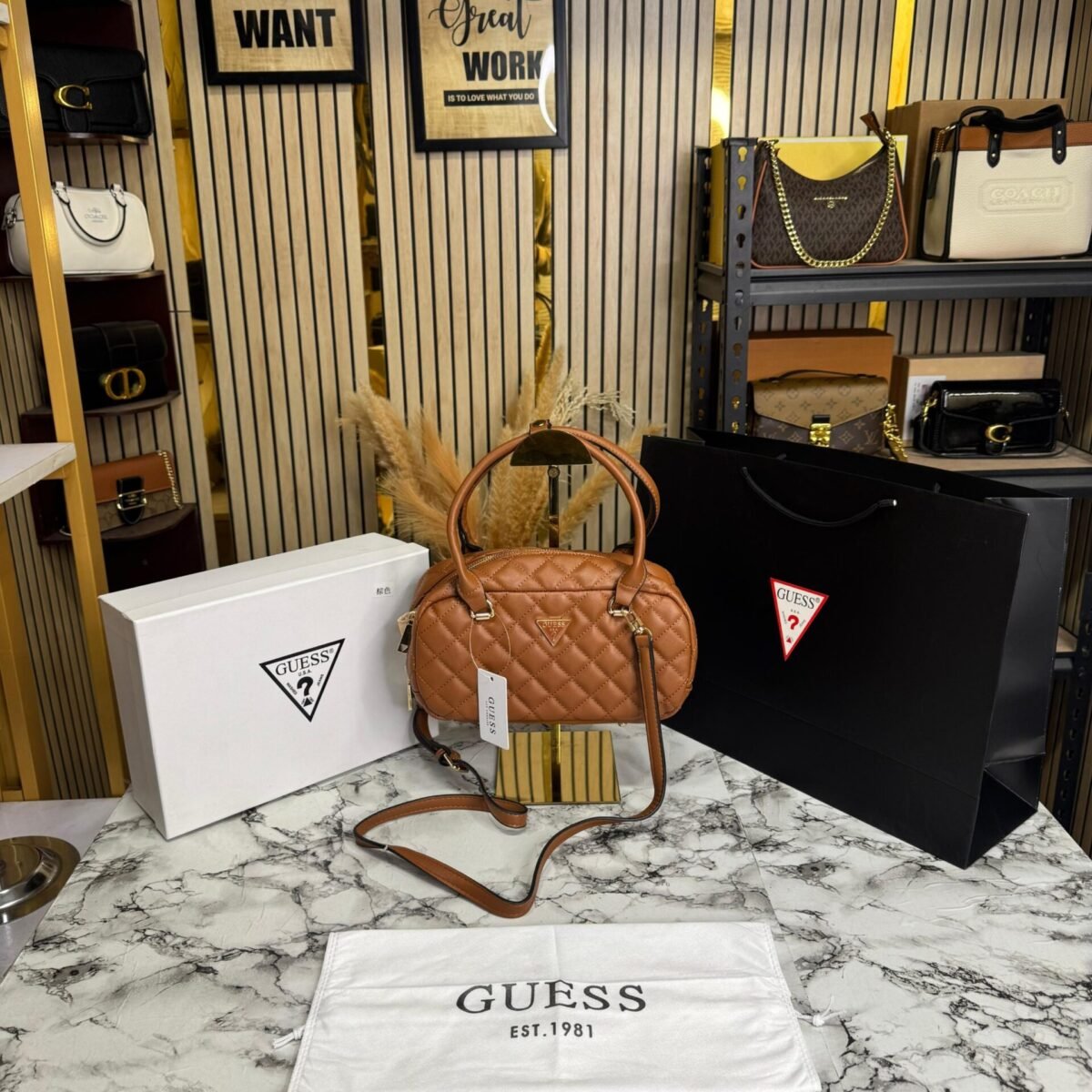 GUESS ECO RIANEE PREMIUM BAG WITH OG BOX AND CARRY BAG