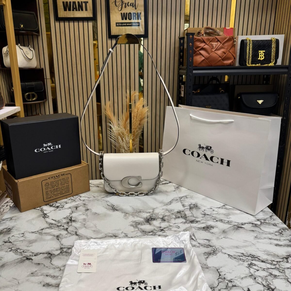 COACH IDOL SIGNATURE PREMIUM BAG WITH OG DOUBLE BOX AND CARRY BAG
