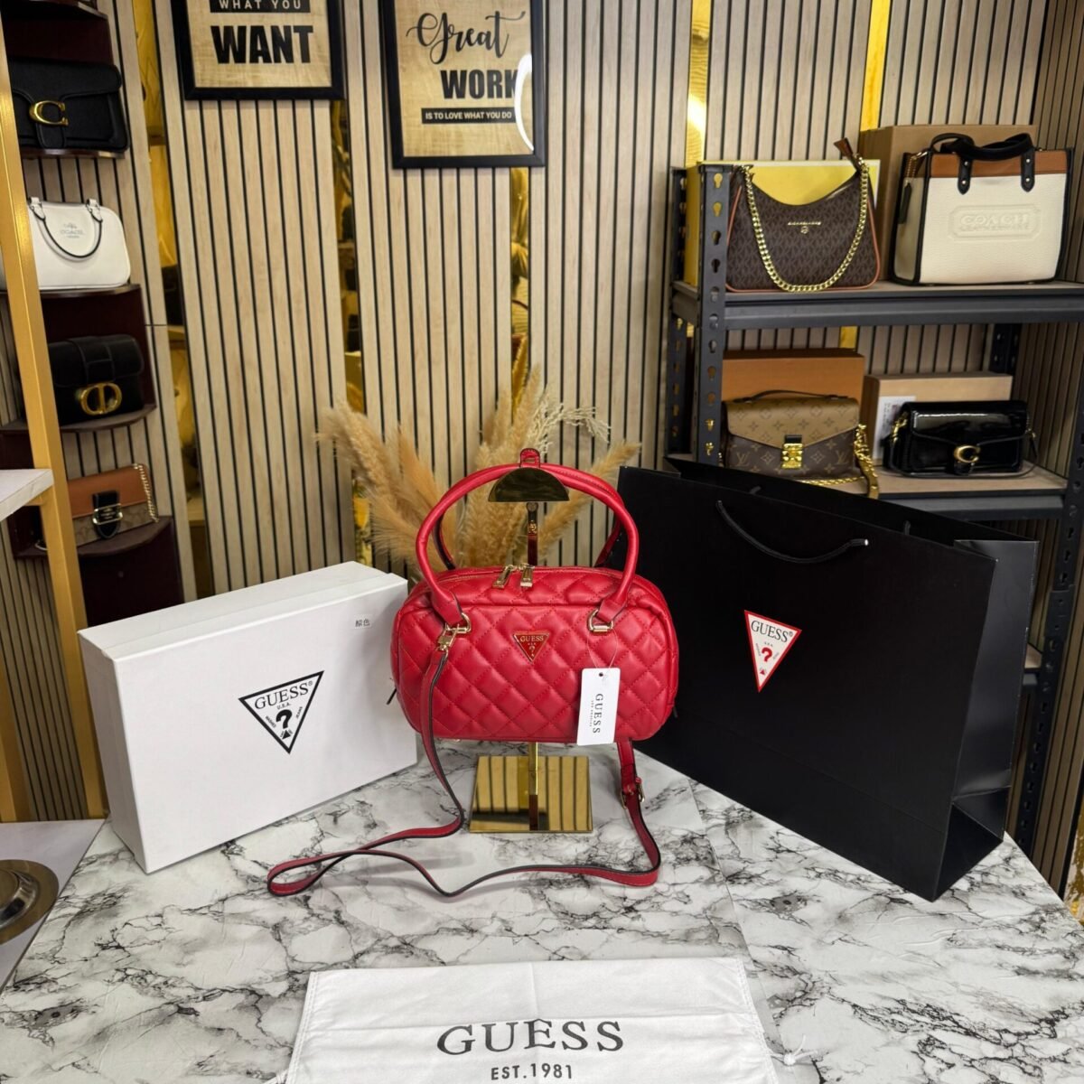 GUESS ECO RAINEE SLING BAG WITH ORIGNAL BOX AND CARRY BAG