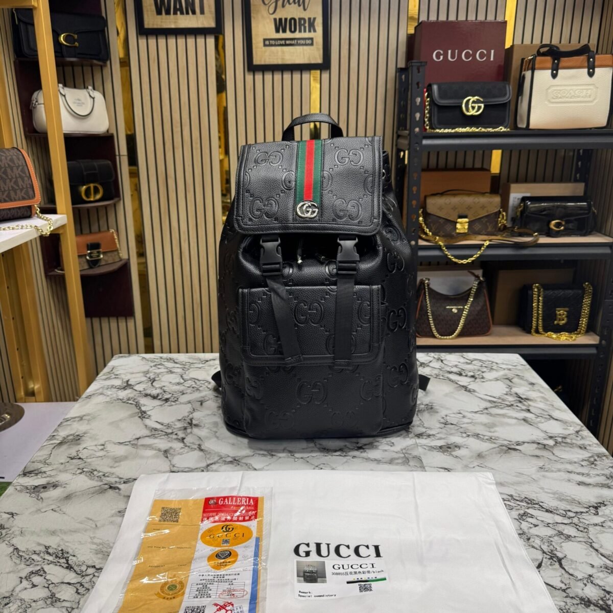GUCCI SUPREME BAGPACK PURE LOTTE QUALITY WITH DUST BAG PACKING