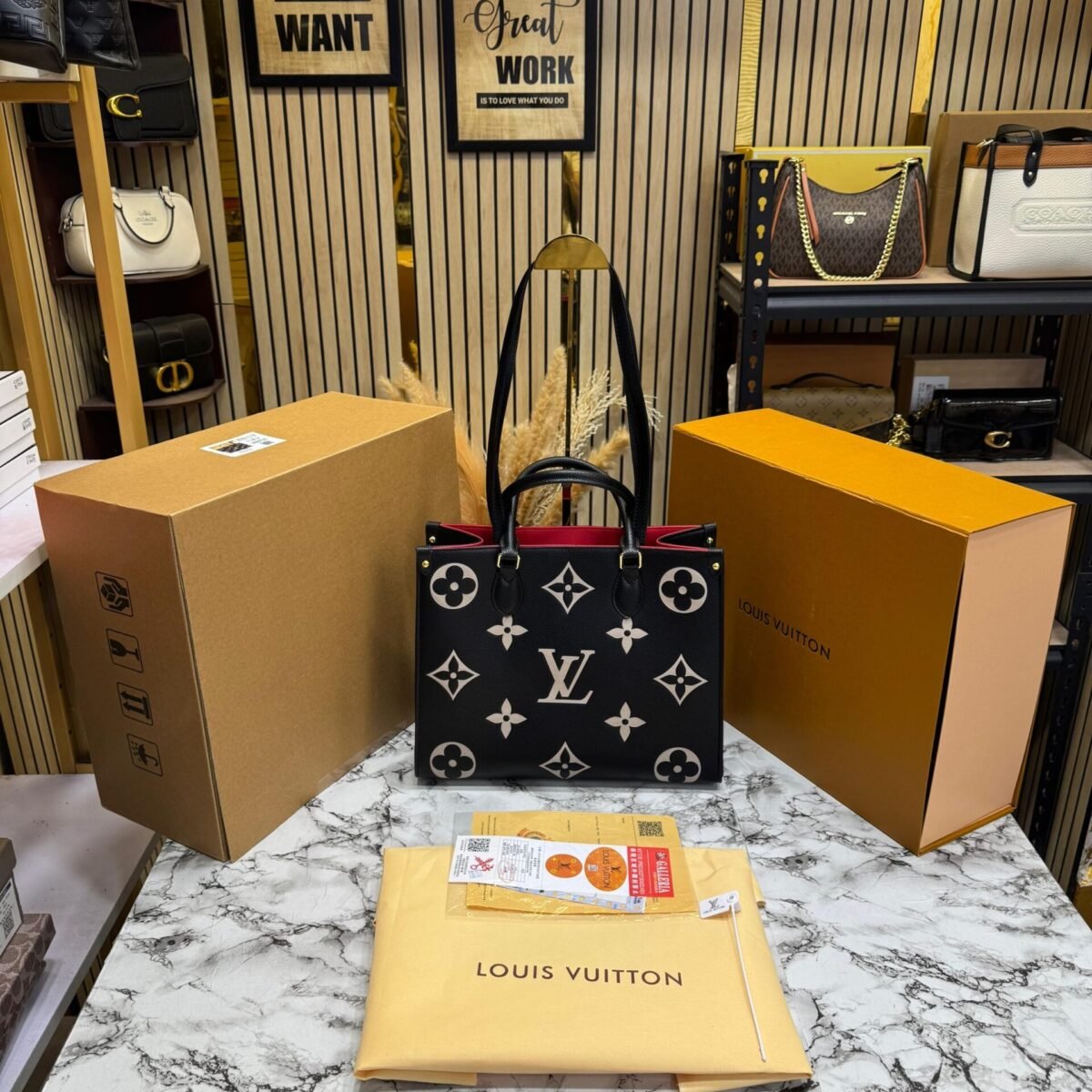 LOUIS VUITTON ONTHEGO PREMIUM WITH OG DOUBLE BOX